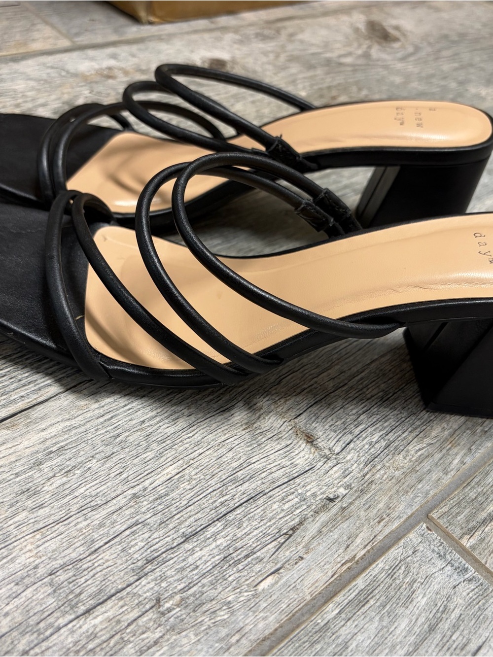 a new day Black Multi-Strap Square Toe Block Heel Sandals - Picture 2 of 5